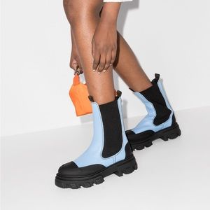 Ganni blue Chelsea boots